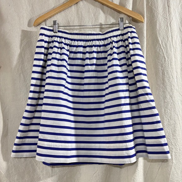 J.Crew Dresses & Skirts - J.Crew Women Blue White Striped Cotton Elastic Mini Skirt Nautical Preppy 12